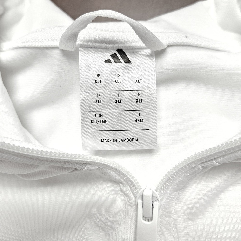 Adidas Mens XLT Big & Tall 3-Stripes Full Zip Track Jacket White Black JN6491 - Picture 4 of 16